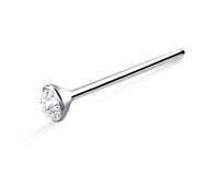 4mm. Bezel Set Rhinestone Silver Straight Nose Stud NSKA-14